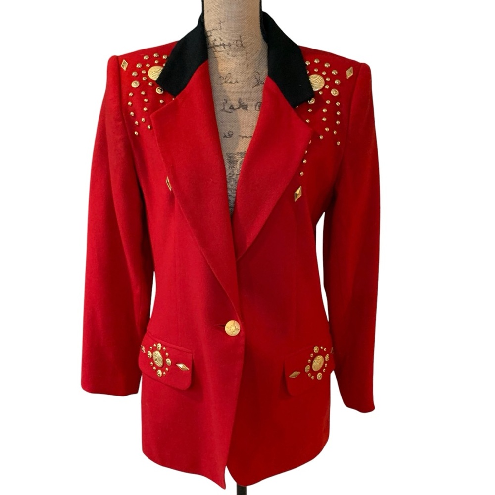 Vintage Lew Magram Red and Gold Blazer Size 6